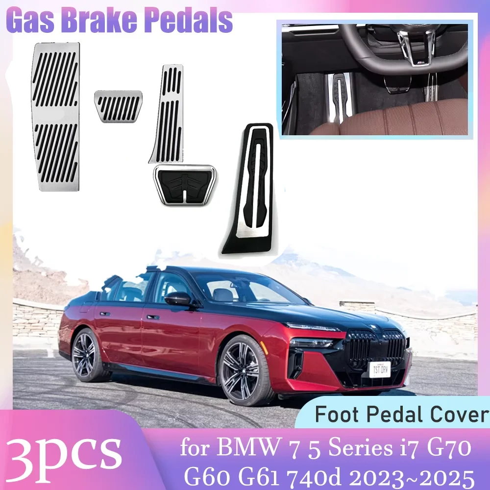 

Автомобильные педали газового тормоза для BMW 7, 5 серии i7 G70 G60 G61 740d 740i 520i, противоскользящая подставка для ног из нержавеющей стали, крышка сцепления, аксессуары