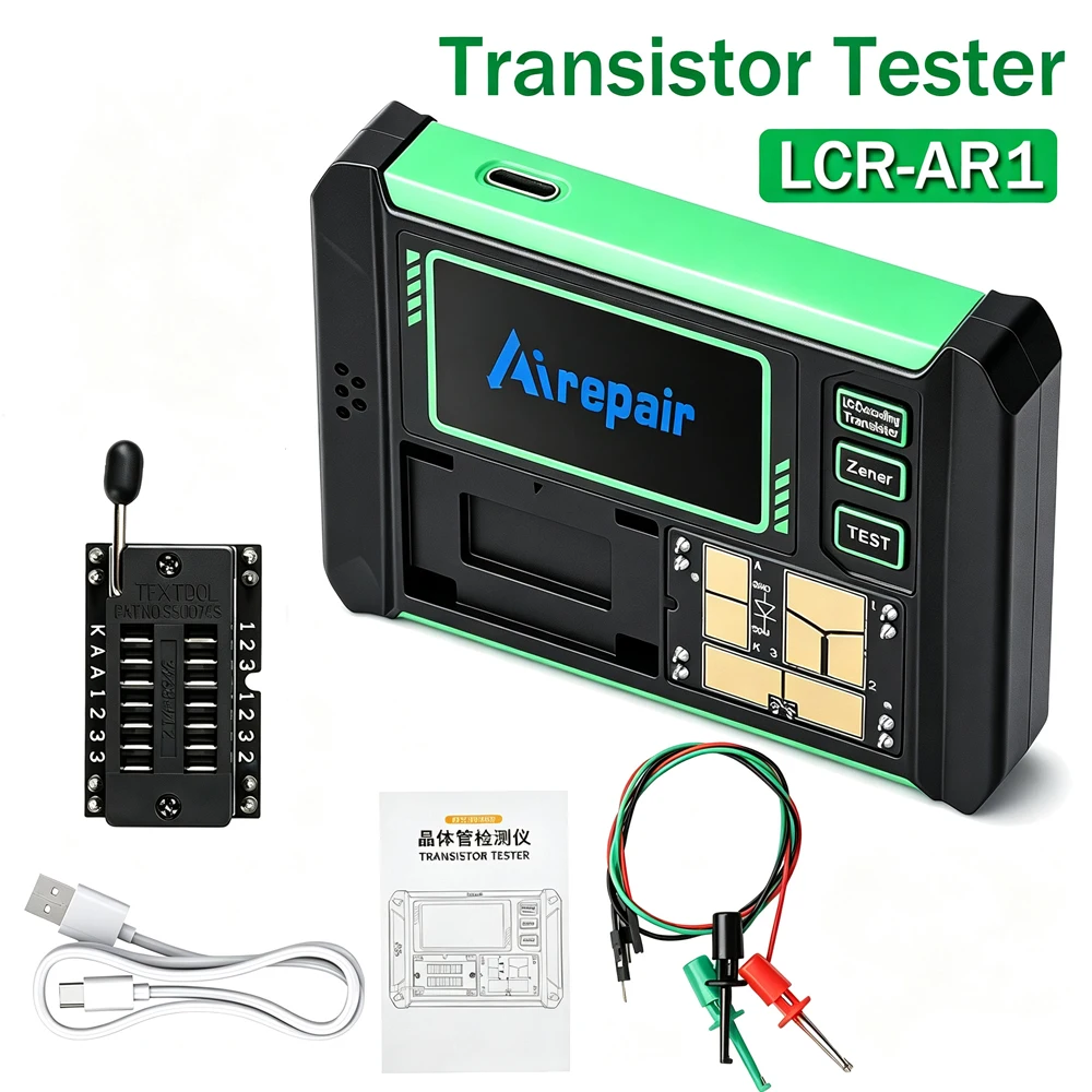 Testador de Transistores LCR-AR1, Multímetro Digital LCD, Medidor de Capacitância e Resistência de Triodos de Efeito de Campo MOS para Teste de Componentes Eletrônicos