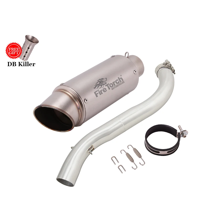 Motorcycle GP Exhaust Escape Modified Motorbike Middle Link Pipe Connecting 51mm Muffler Moto Slip On For VOGE DS525X 525X 2023