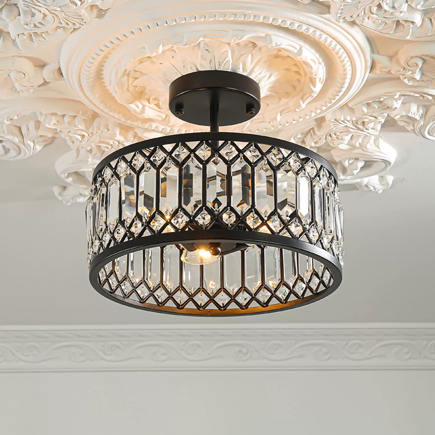 Y  Bedroom ceiling light, American countryside, antique style, study room, desk lamp, minimalist crystal hallway, entrance light