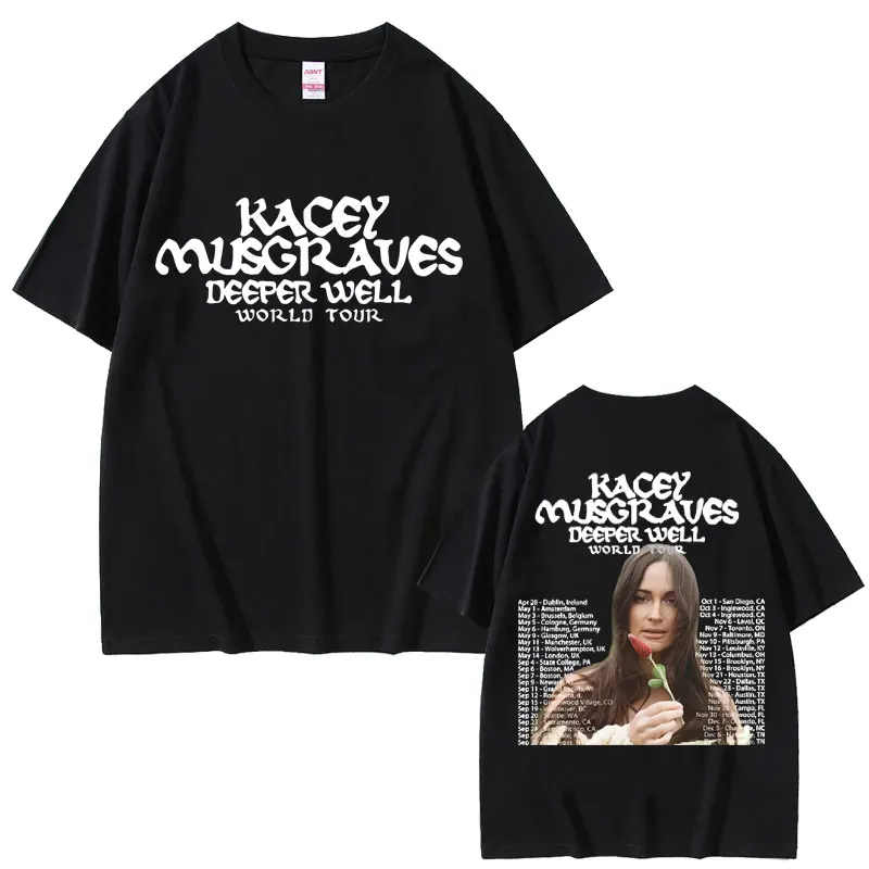 Singer Kacey Musgraves Deeper Well World Tour T Shirt Men Women Fashion Oversized T-shirt Short Sleeve Male Casual Cotton Tshirt