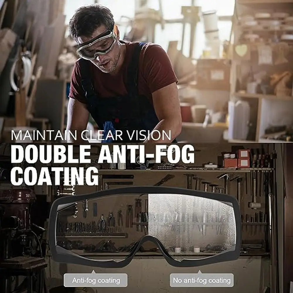 Industrial Grade Safety Goggles Anti Fog Clear Lens Lab Goggles Fit Over Glasses for Men Women Eye Protection