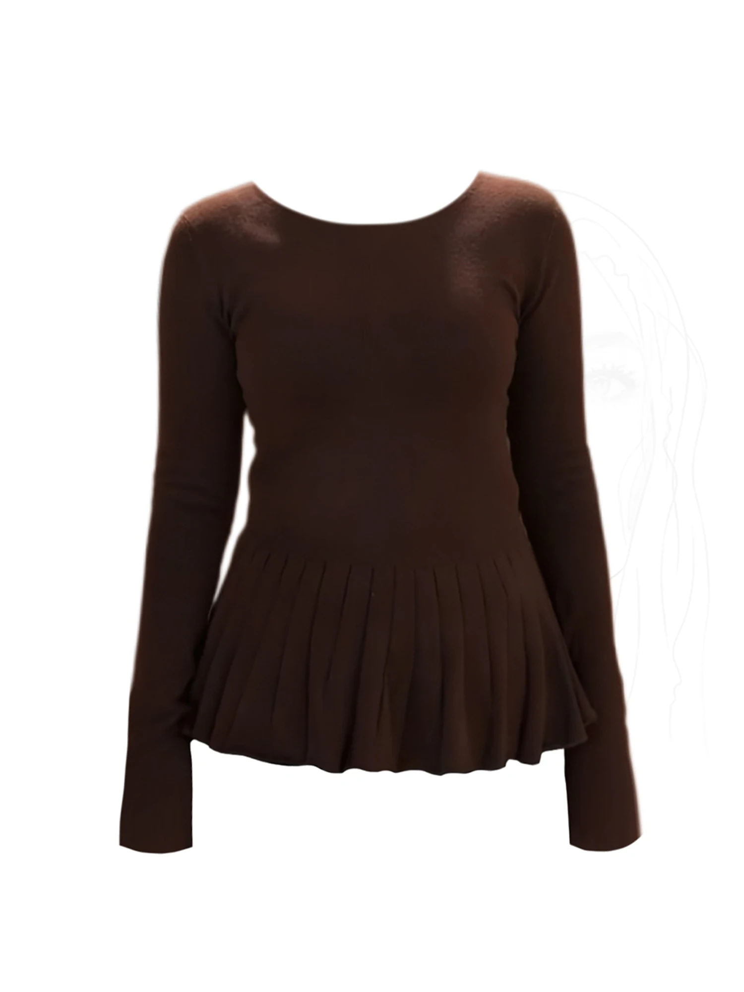 

Women Brown Knit Pullover O-Neck Sweater Vintage Jumper Knit Long Sleeves Oversize Cashmere Sweater Autumn Winter 2000s Clothes