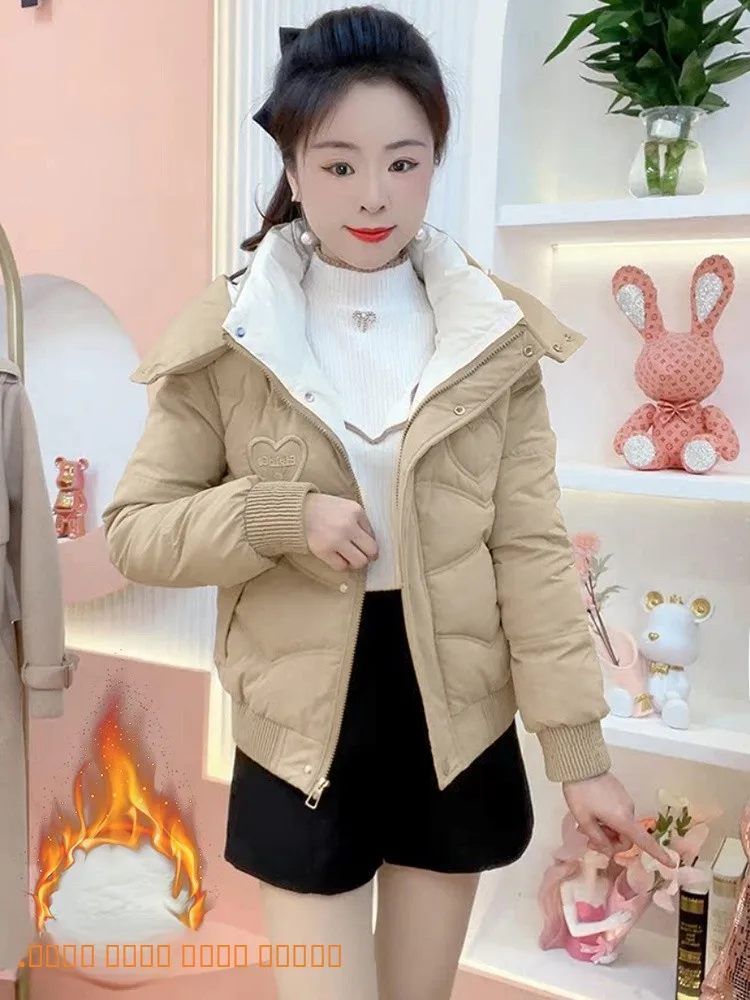 

Faionable Slimming ort Coat Women's Winter New Arrival Fce Lined Thiened Warm Jaet European Sle Commute Korean V...