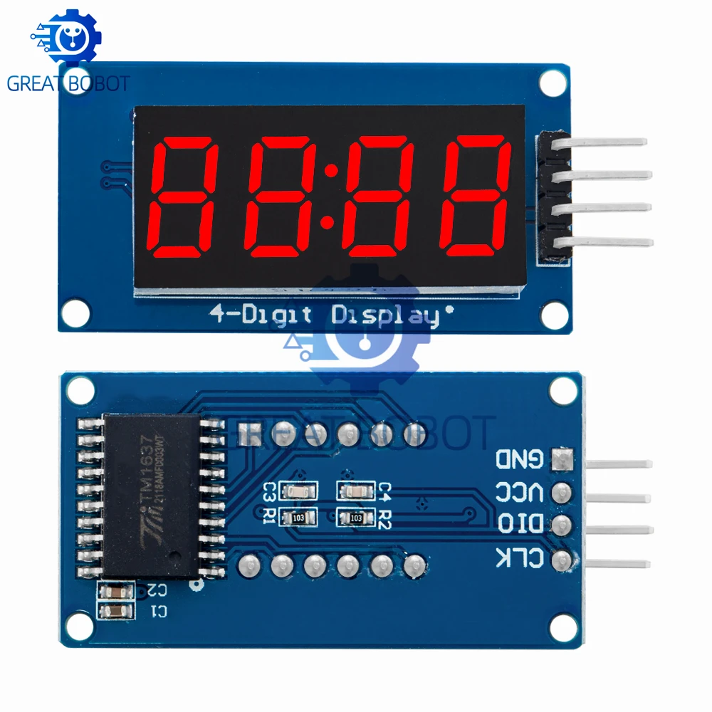 BS TM1637 وحدة عرض LED رقمية 4 بت لـ Arduino! 7-قطعة، أنبوب الأنود الأحمر 0.36 بوصة، أربعة - برنامج تشغيل تسلسلي لعرض الساعة