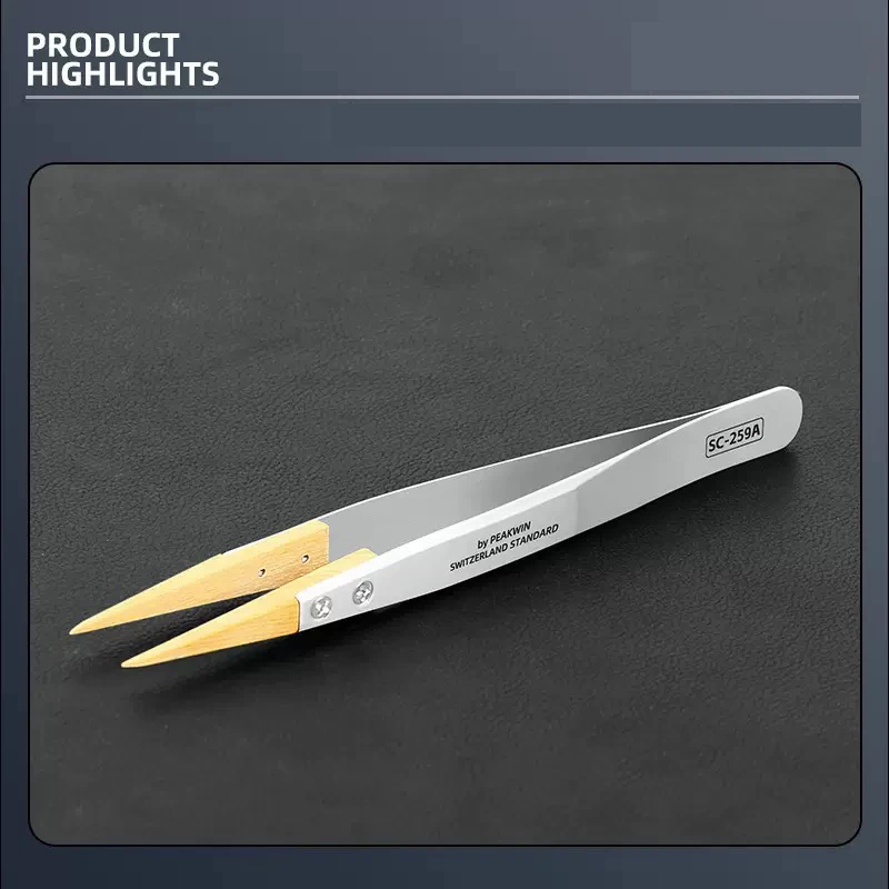Watch repair tool boxwood tweezers, precision anti magnetic tweezers, pointed tweezers, insulated without damaging parts