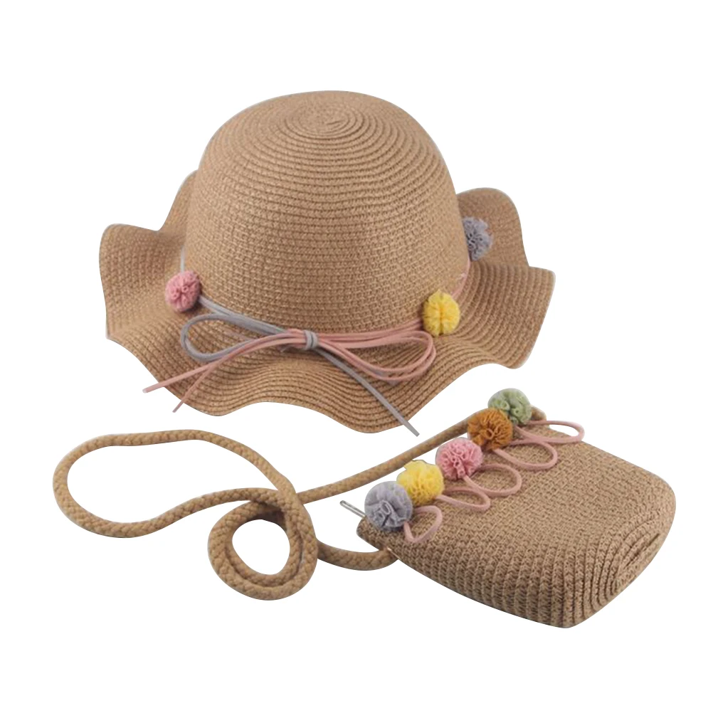 

KidsSunHat StrawBeachHat for GirlsBoys BabyToddler LightWeight Breathable WideBrim FashionDesign StorageBag