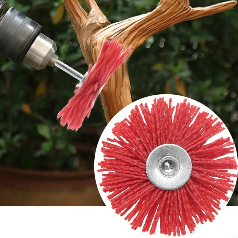 T8UC Deburring Abrasive Steel Wire Brush for Head Polishing Red Nylon Wheel Cup Shank