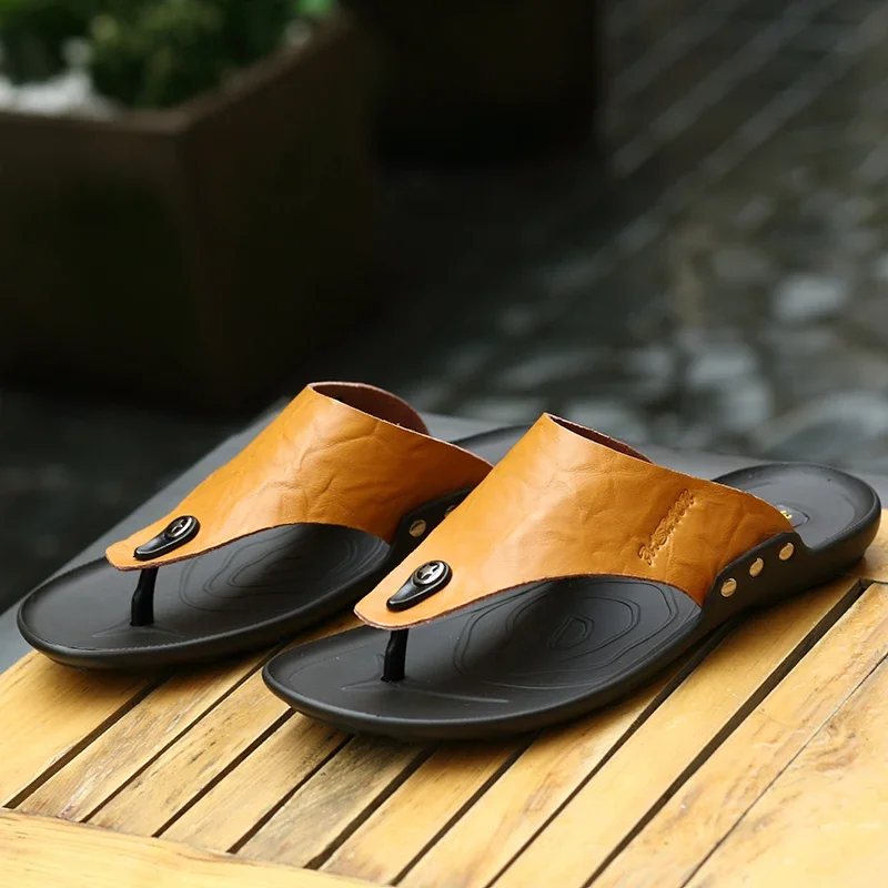 

Men Flip-Flops for Men Beach Slippers Brown Summer Slippers Sandals Comfortable Shoes Non-Slip Bathroom Shoes Men Shoes