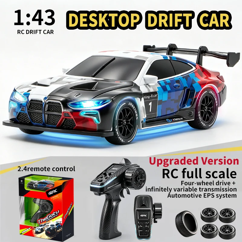 1:43 Scale Mini Remote Control Drift Car LED Lights 4WD APP Control Racing Car 2.4G RC Vehicle Children's Toy Car Christmas Gift