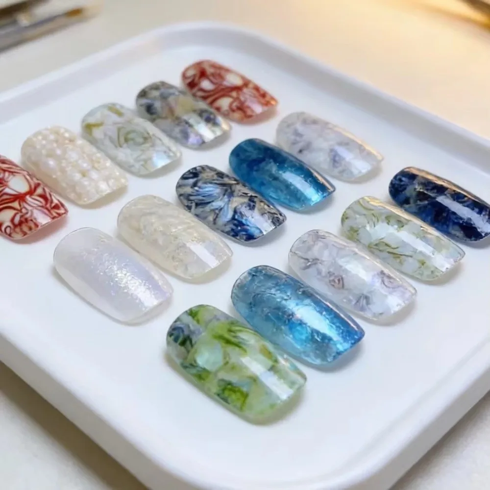 PET Nail Transfer Foil Shell Pattern Multicolor Nail Foil Stickers Boxed Roll Starry Sky Pattern Manicure Transfer Stickers