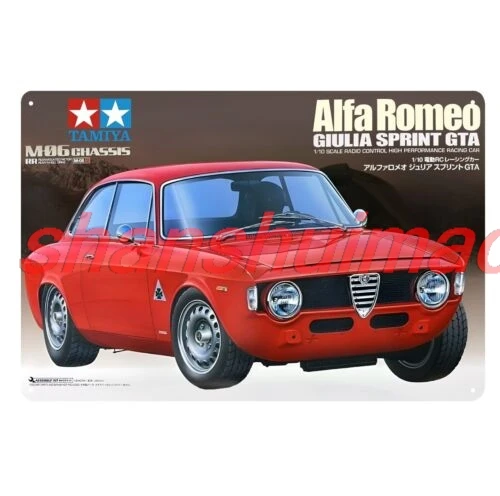 Metal Poster Vintage Rc Car Tin Sign Plaque Tamiya Alfa RFomeo Giulia Gta Boxart