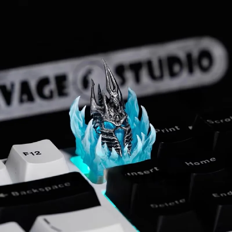 Warcraft World Keycaps 1 Key Resin Hand Layered Drip Glue Mechanical Keyboard Accessories Command Helmet Lich King Game Gift