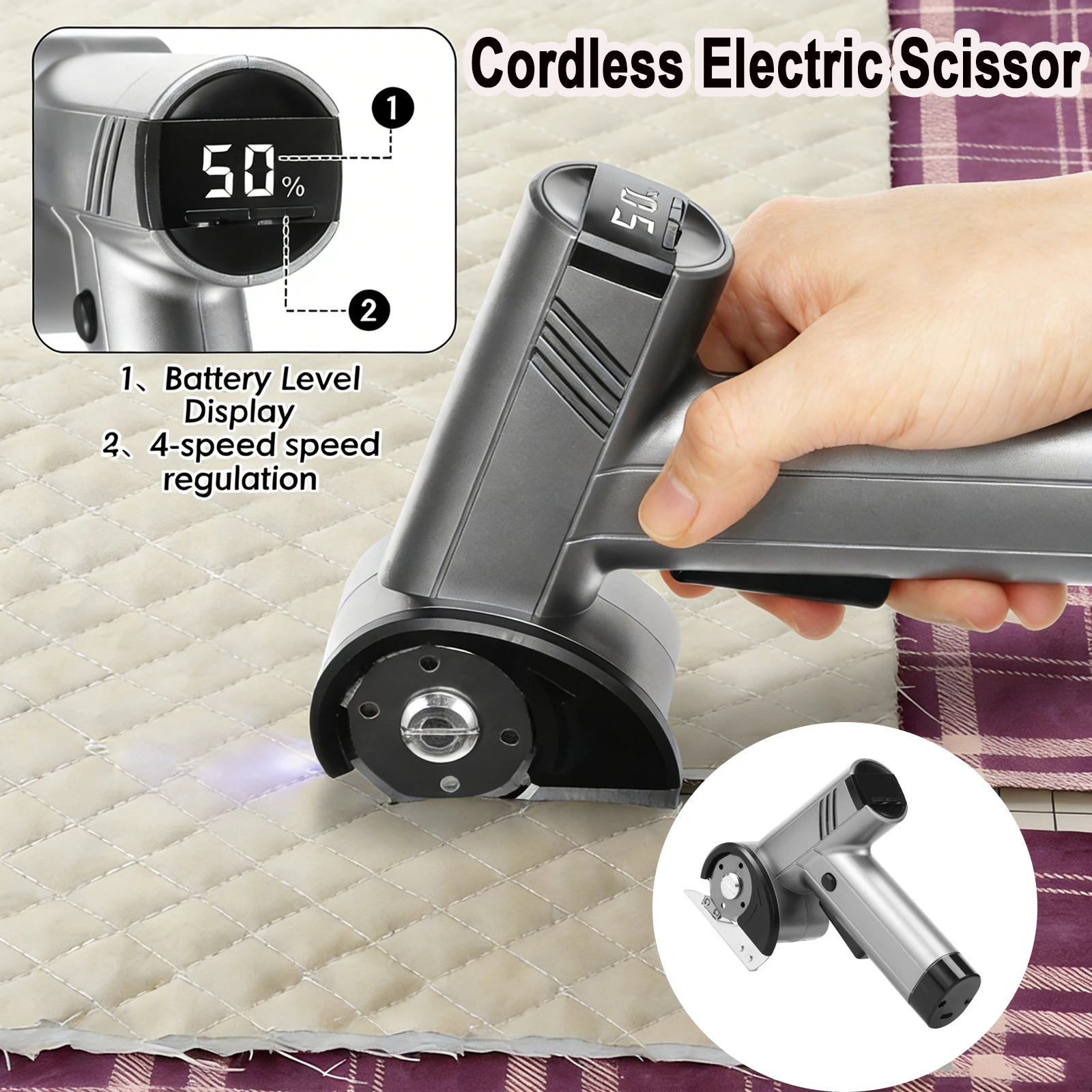 

Беспроводной режущий инструмент 4.2В с LED-дисплеем, бесщеточным двигателем и 3 лезвиями из вольфрамовой стали для ткани, картона, кожи