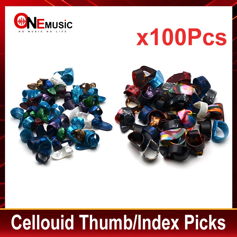 100Pcs Large Shell Thumb Picks Index Picks Forefinger Picks Plectrums for Acoustic Guitar