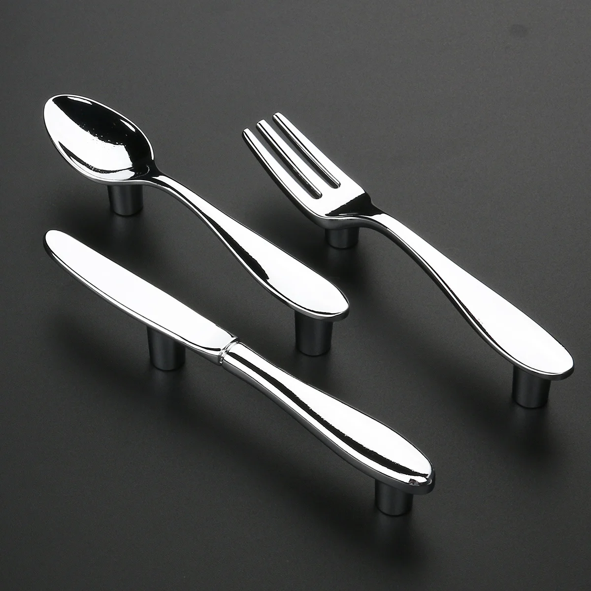 

3pcs 3-Inch Center To Center Creative Furniture Knobs Spoon Fork Shaped Cabinet Drawer Pull Handle For Kitchen Closet Bookcase