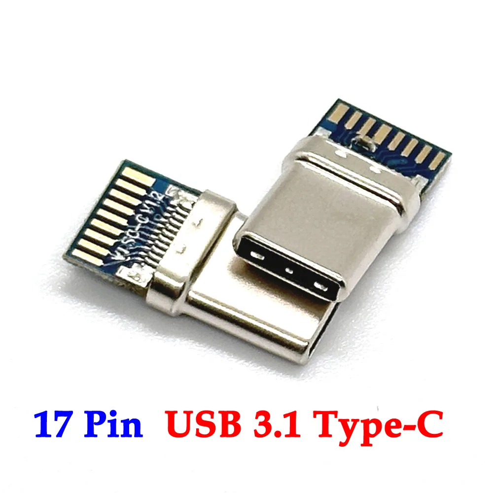 

100pcs/LOT 17 Pin USB 3.1 Type-C Connector Male Socket Receptacle Adapter to Solder Wire & Cable 17 Pins Support PCB Board