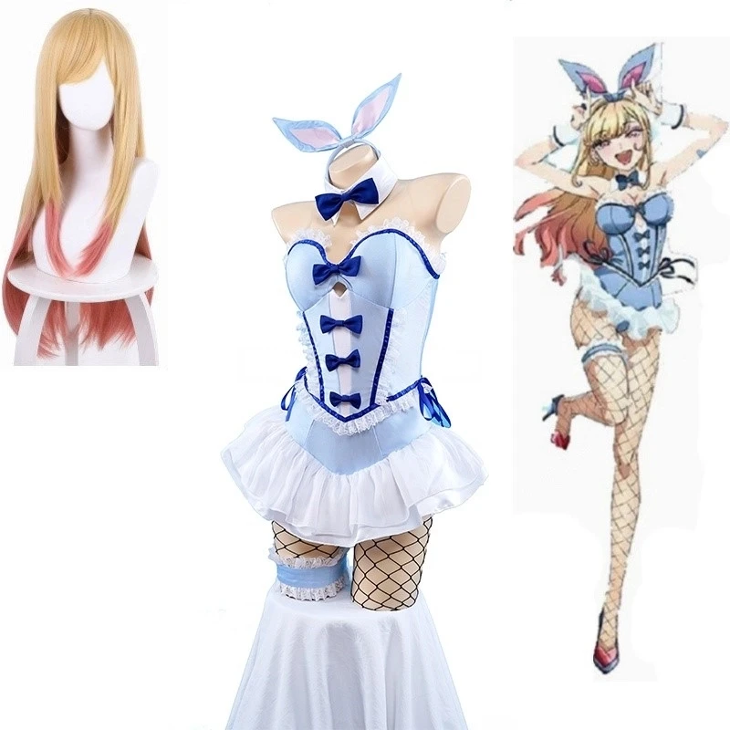 

My Dress-Up Darling Kitagawa Marin Cosplay Blue Bunny Girl Marin Kitagawa Wig Bunny Ear Cosplay Costume Con Outfit