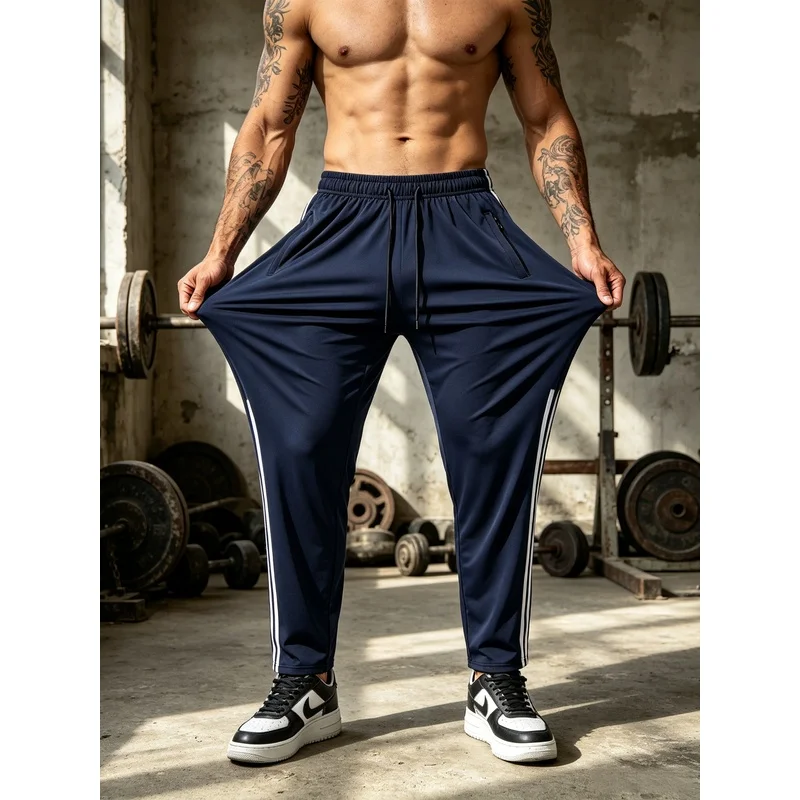 Luxury Man Brand Clothing Men's Lightweight Ice Fiber Jogging Pants With Zipper Pockets and Drawstring Waist Work  Y2k