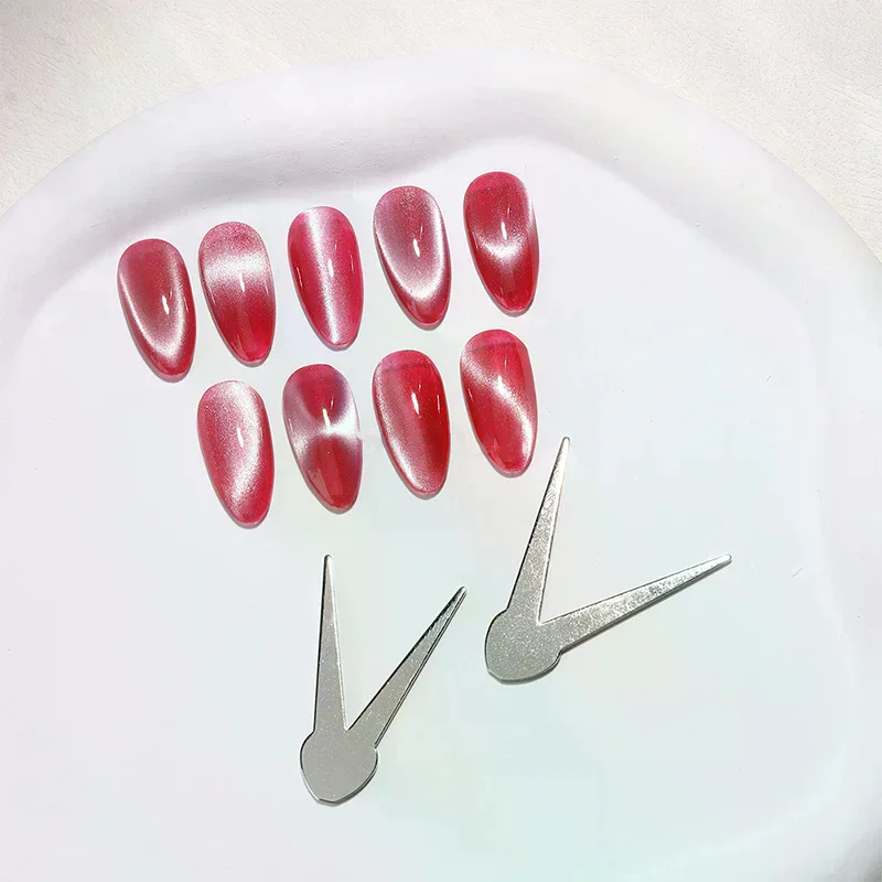 새로운 듀얼 엔디드 프렌치 캣 아이 마그넷 툴 플레이트 강력한 자석 도구 네일 아트 보조 젤 폴리쉬 마그넷 도구 DIY