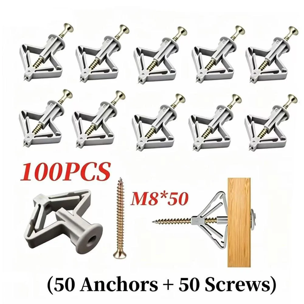 100-Piece Set of Expansion Screws Expansion Tubes Plastic Plugs Expansion Plugs Butterfly-Shaped Self-Tapping Expansion Threaded