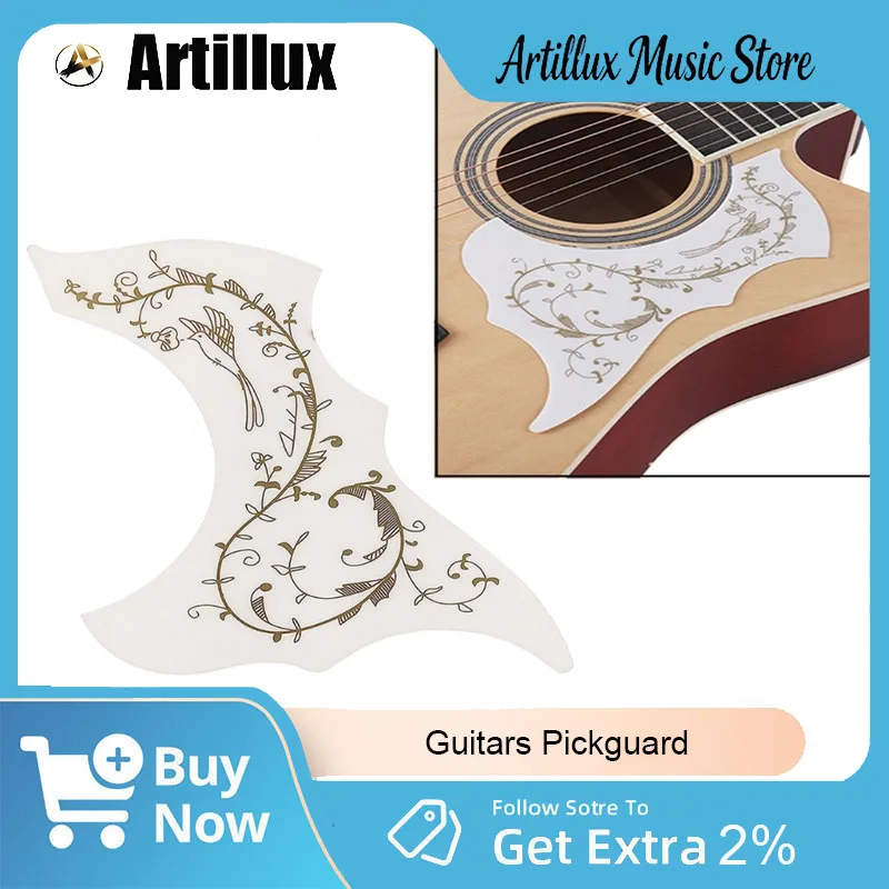 Replacement Acoustic Guitar Pickguard High Quality PVC Material With Auto Adhesive Design Floral Pattern