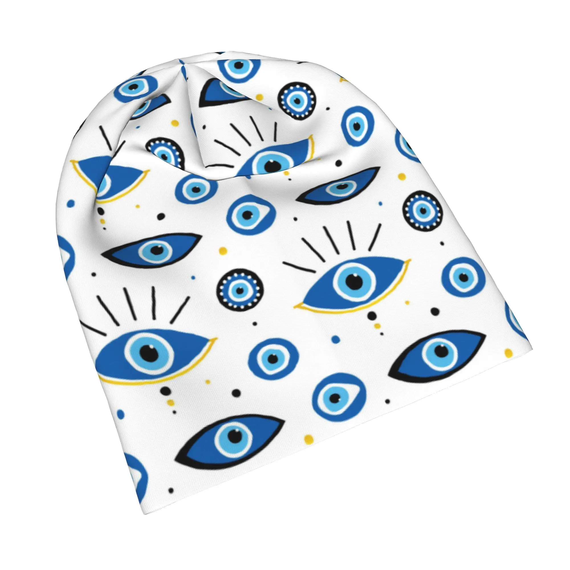 Nazar Evil Eye Lucky Charms Bonnet Hats Autumn Winter Ski Skullies Beanies Hats Turkish Amulets Unisex Warm Thermal Elastic Cap
