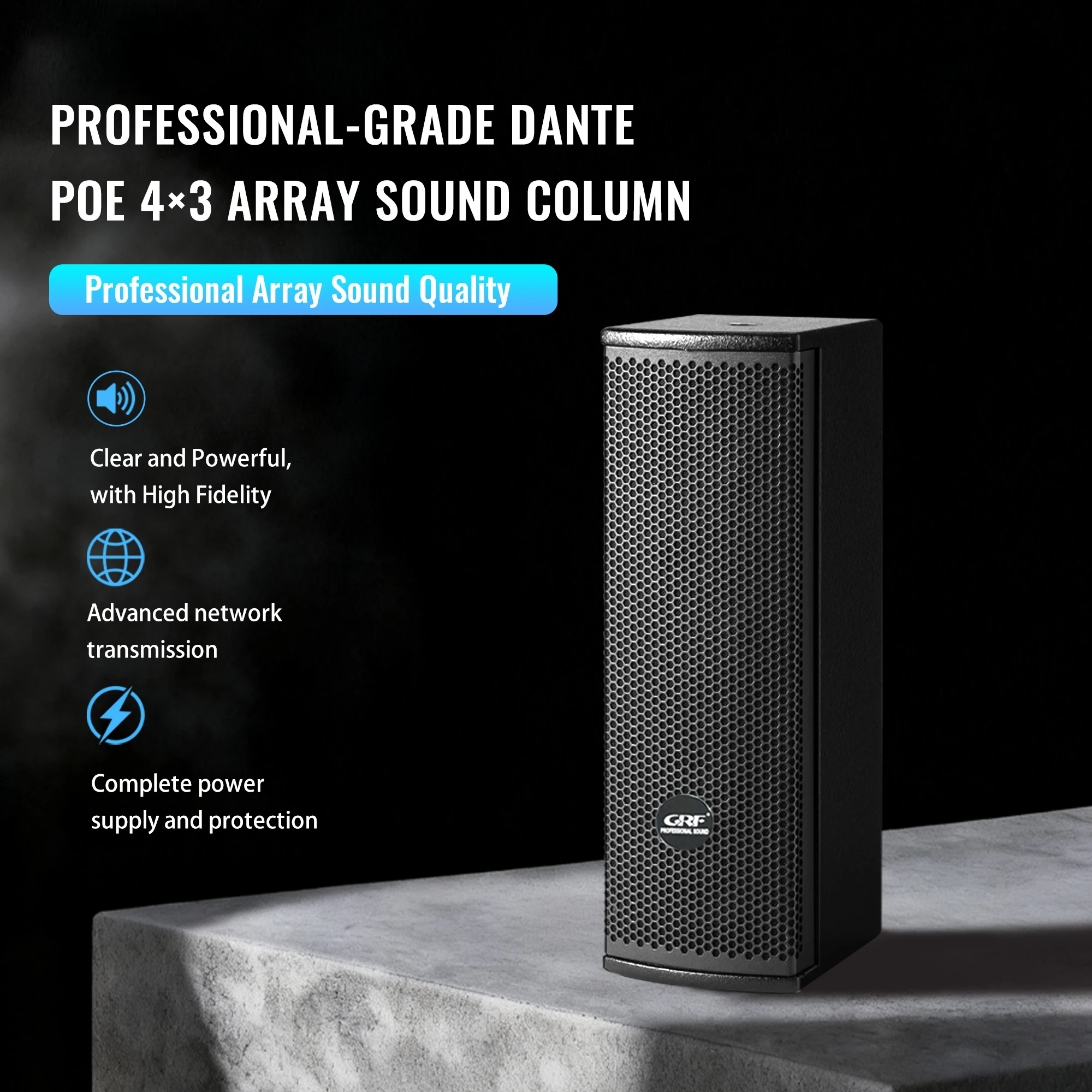 Professional Dante Active Sound Column DSP Portable BT Wooden Full Frequency Speaker Wall Mounted Network with Software OEM