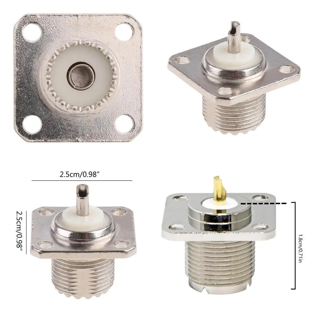 

R53C Female SO239 4 Hole Flange Chassis Mount Solder Coax Adapter for PL259 Male Plug