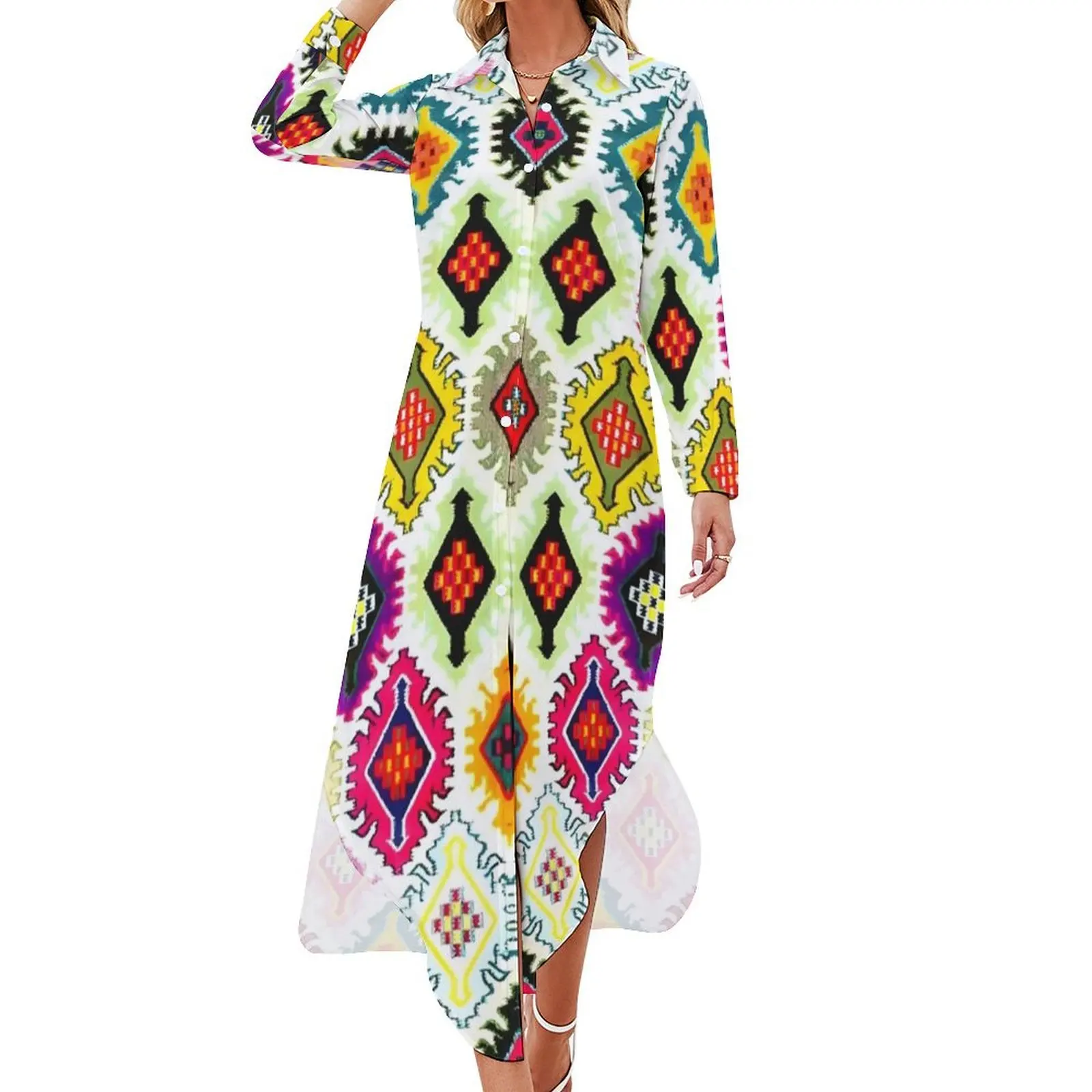 

Huichol Long Sleeved Shirt Dress elegant women's sets Dance dresses ladies dresses for special occasions