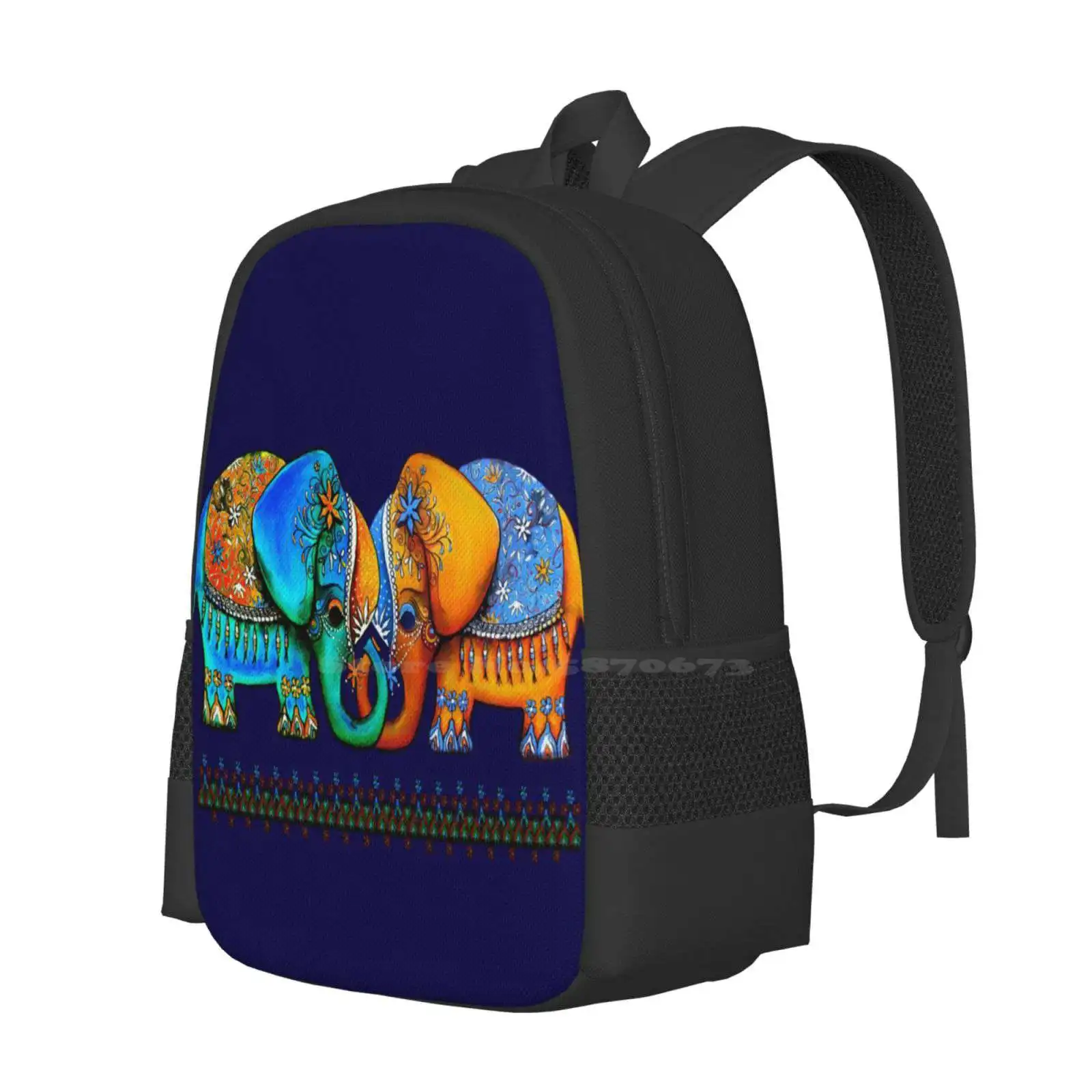 Littlest Elephant Love Fashion Pattern Design Travel Laptop School Backpack Bag Blue Animals Anniversary Engagement Karin