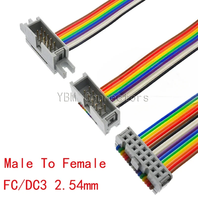 FC/DC3 2.54MM 10P/16P/20/26/30/34/40 Pin pitch Flat Ribbon Male To Female PATA Hard Drive IDE Data Extension Cable Verleng kabel