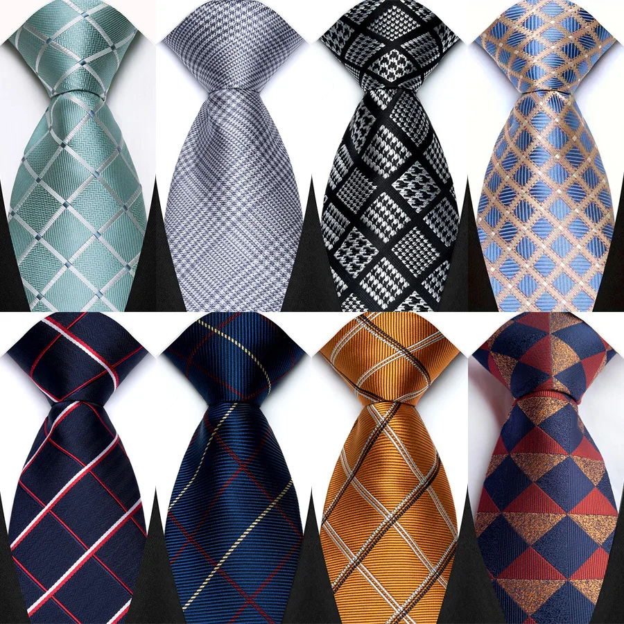 Classic 8CM Men‘s Ties Plaid & Checks Stripes Business Jacquard Woven Neck Ties Necktie For Men Daily Wear Groom Wedding Party