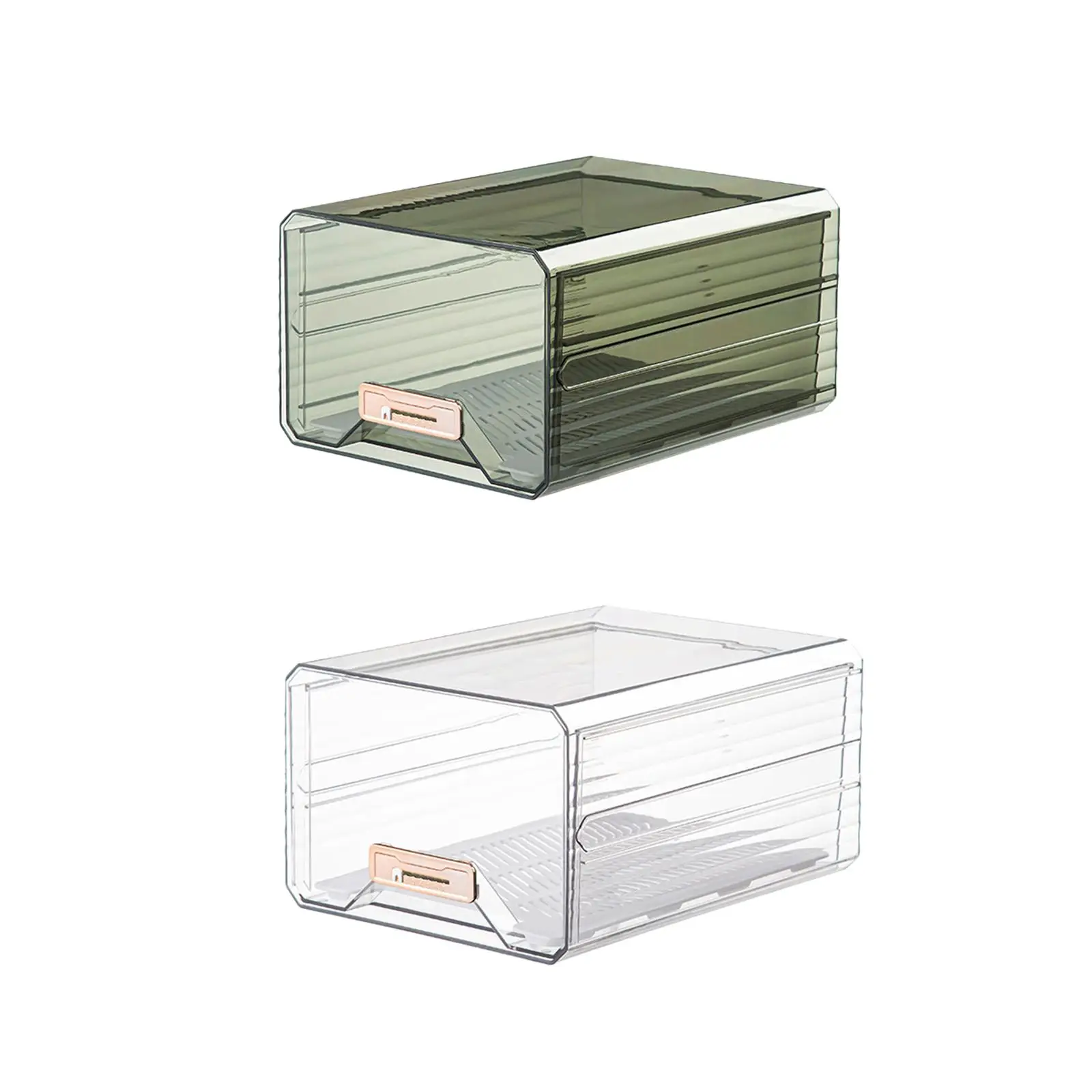 

Refrigerator Organizer Bin Drawer Egg Container Clear Space Saving Fridge Storage Box with Removable Tray for Countertop Pantry