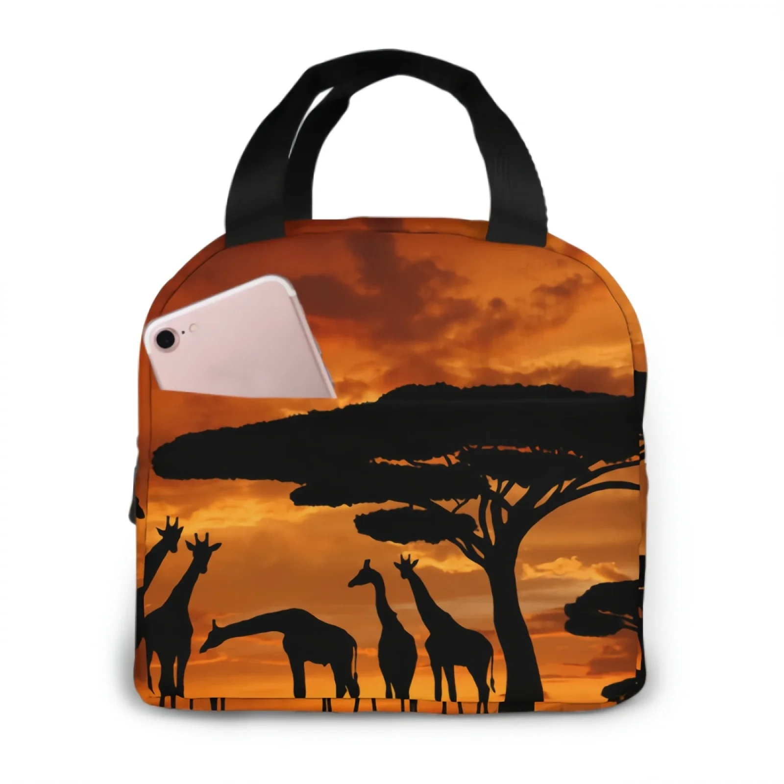 Africa Savannah Animal Insulated Lunch Bag lunch box containers for Women Men Shopping Office School Picnic