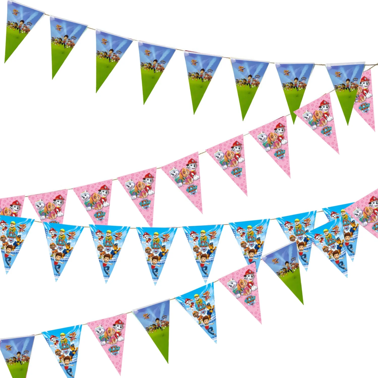 PAW Patrol Happy Birthday Banner Patrol Dog Pennant tirando Hanging Party Garland Flag Party Decor Kids Favor forniture per feste fai da te