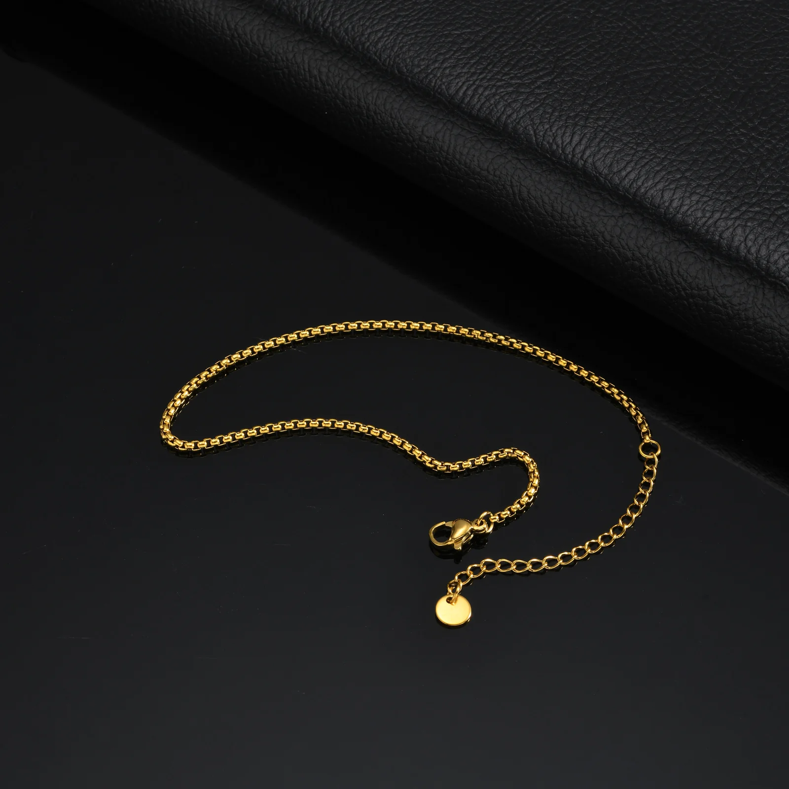Vnox Edelstahl Fußkettchen in Goldfarbe für Männer, Verstellbare Gliederkette, Wasserdichter Strand-Fußschmuck, Urlaubsgeschenk – Detail 15