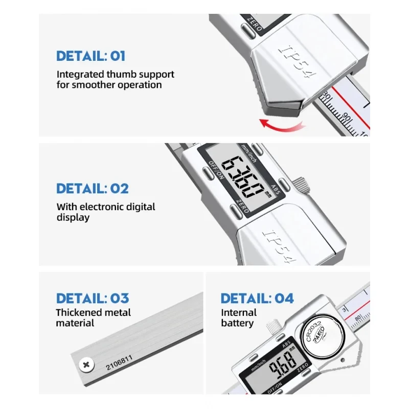 -0Mm High-Precision Cone Center Dnce Calipers Stainls Steel Vernier Electronic Digital Caliper