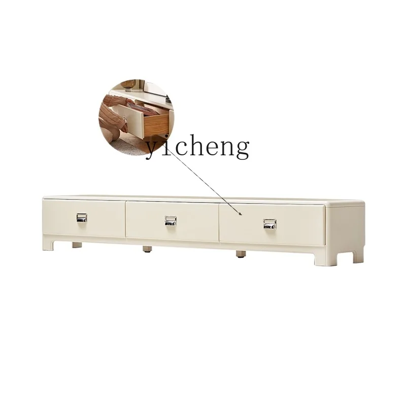 

Tqh Solid Wood TV Cabinet Cream TV Cabinet Modern Simple Small Apartment Living Room Storage Cabinet