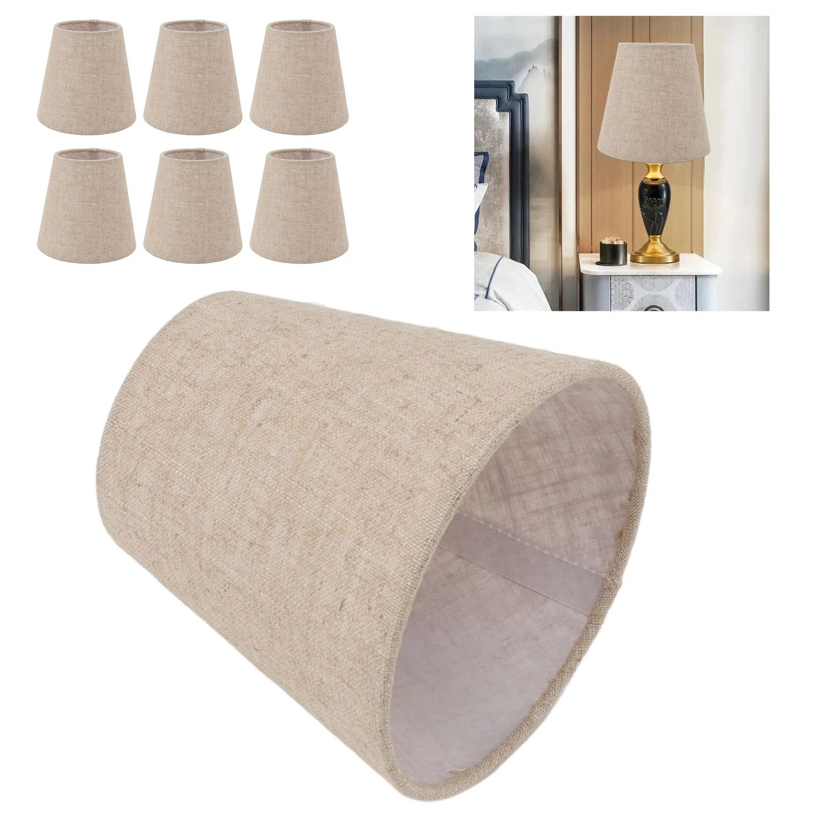 Small Lamp Shade Clip On Drum Linen Fabric Lampshade for Candle Bulbs Lighting Accessories Candlestick Lamp Shade