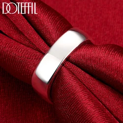 DOTEFFIL 925 Sterling Silver Square Circle Ring For Women Man Brand Fashion Simple Wedding Engagement Party Jewelry