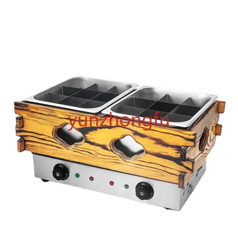 Wooden Box Kitchen Cooker Commercial Double Basin 18 Grid Good Smell Stick Donut Fryer Electric Heating Donut Fryer Machine