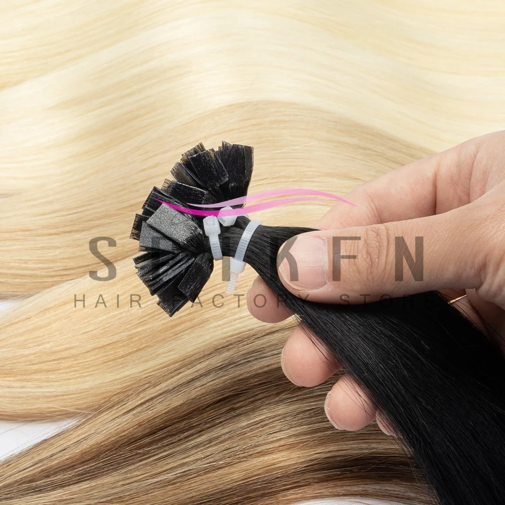 SPIKFN Straight Keratin Flat Tip Human Hair Extensions 12''-22'' Fusion Pre Bonded Human Hair 30g/pack Light Wight Thin Ends