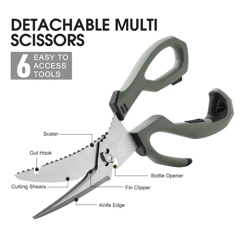 Outdoor Multifunctional Scissors Can Be Split Kitchen Fishbone Scissors Plastic Handle Bird Beak Scissors