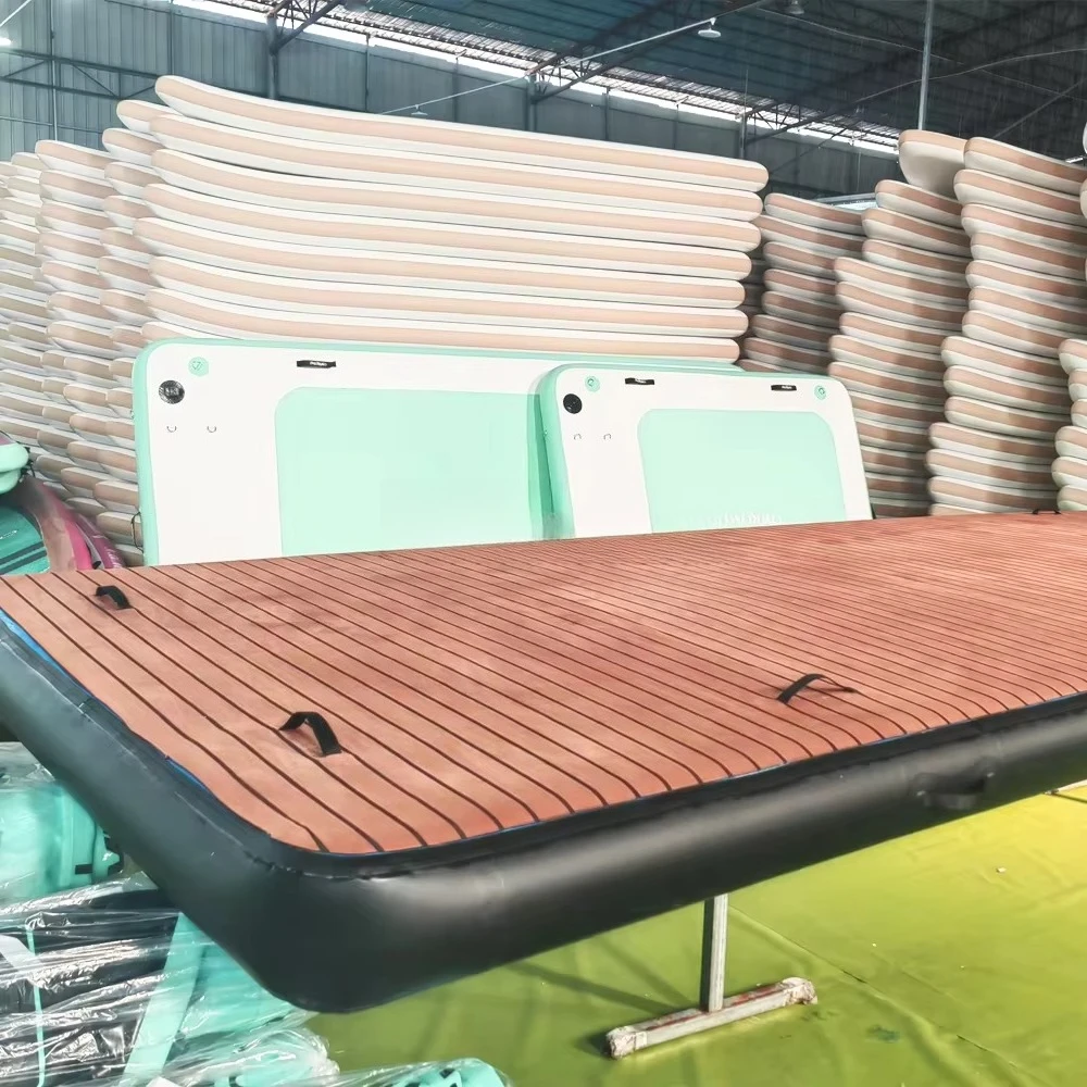 Nuevo Producto, Plataforma Flotante Inflable para Piscina, con Aspecto de Madera, para Moto Acuática, Balsa, Muelle Flotante