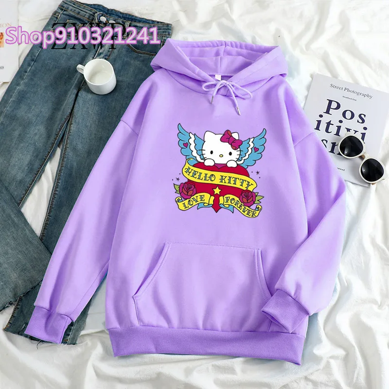 Fashion Women Hoodie Cat Hoodies Spring Autumn Purple Hoodie Sweatshirt Halloween Tops Clothing Oversized Pullover