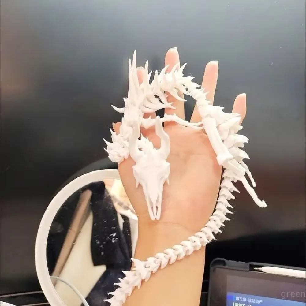 3D Printed Dragon Skeleton Model Joint Skull Dragon Full Body Movable Ornaments Creative Gifts Desktop Decoration Animal Model