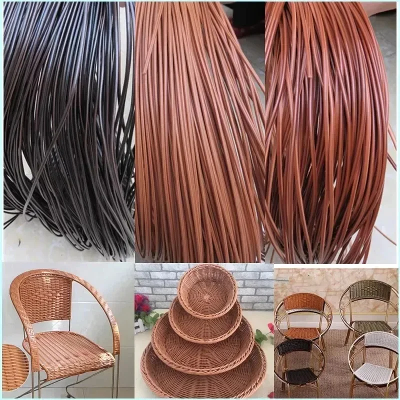 500g PE Synthetic Rattan Weaving Material Plastic Knit Furniture Repair Chair Table Round PE Rattan Basket Weaving Rattan