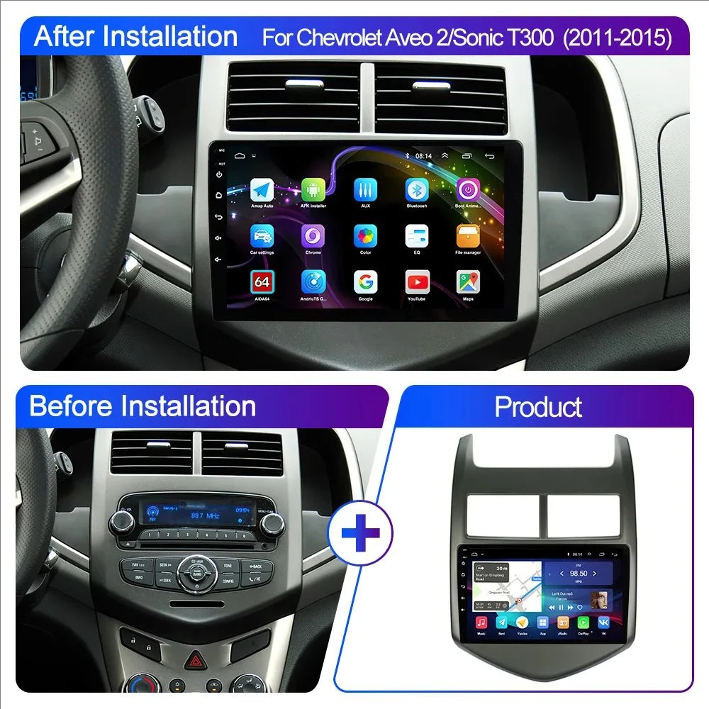 Autoradio 2Din Android Multimedia Automotive Carplay Android Auto Car Radio For Chevrolet Aveo 2 Sonic T300 Stereo DSP Subwoofer