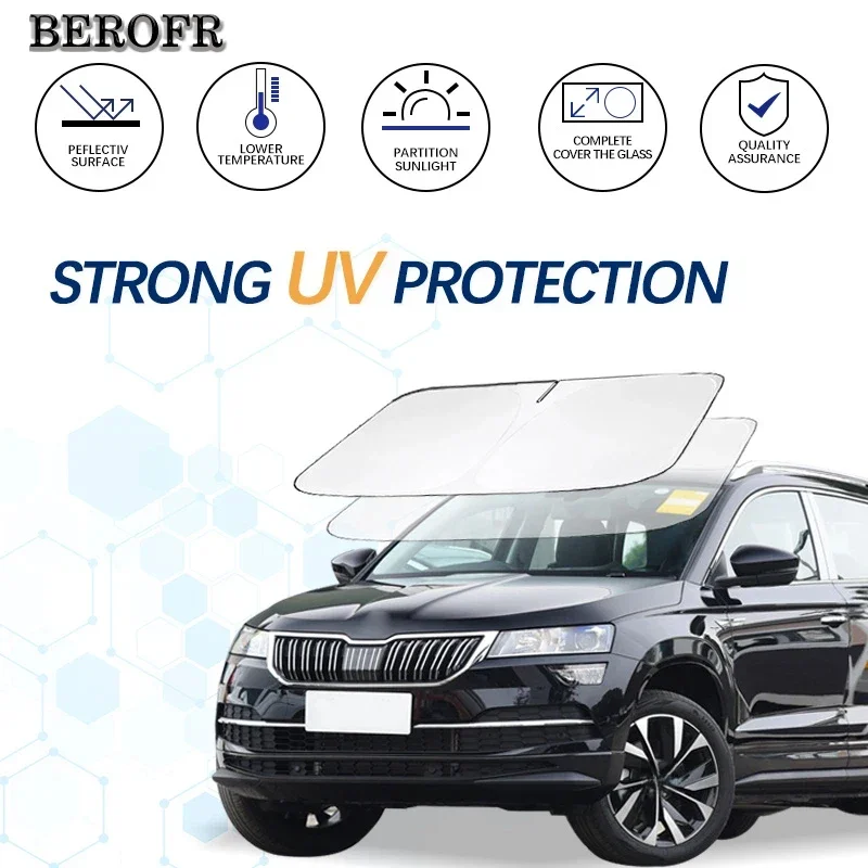 Windshield Sun Shade For Skoda Karoq Sportline Sunshade Sun Visor Protector Foldable Blocks UV Rays Keep Your Car Cooler